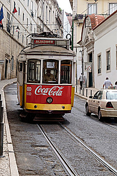 葡萄牙,里斯本,有轨电车,轨道,历史,使用,只有