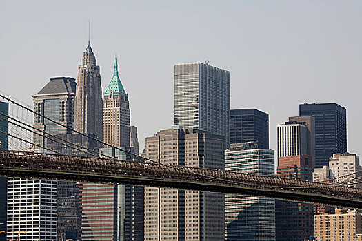 曼哈顿,天际线,布鲁克林大桥