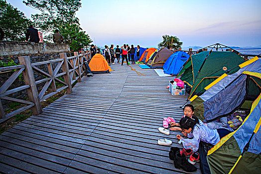 帐篷,露营,栈道,木桥