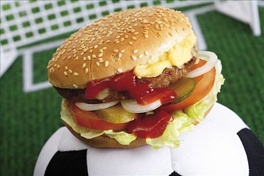 足球,快餐,汉堡包