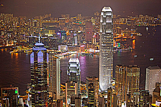 城市,顶峰,夜晚,香港