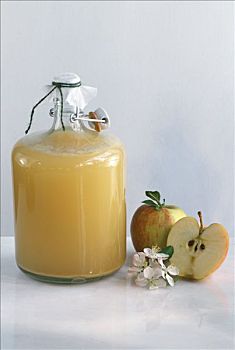 苹果醋,瓶子,苹果,苹果花