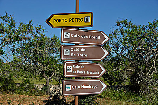 路标,靠近,波尔图,马略卡岛,巴利阿里群岛,西班牙,欧洲