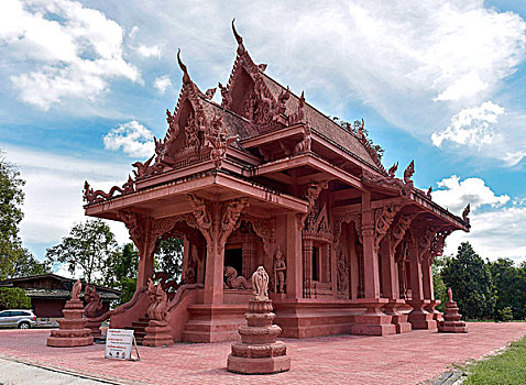 红色,寺院,庙宇,苏梅岛,泰国,亚洲