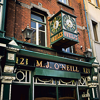 酒吧,餐馆,钟表,高处,正前,都柏林,爱尔兰