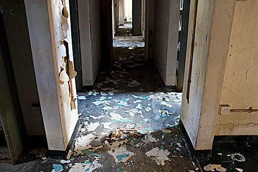 废弃,空,走廊,自然,太阳,亮光,门,落下,远景,衰败,壁纸,地面,梅德斯通,医院,2007年