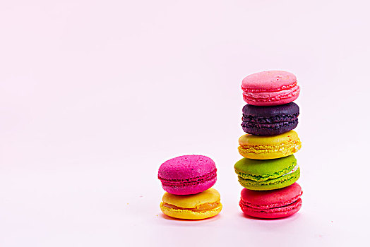 蛋白杏仁饼干,饼干,粉色,堆积,粉色背景,留白