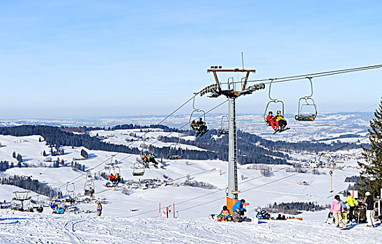 滑雪,区域,山,斯瓦比亚,巴伐利亚,德国,欧洲