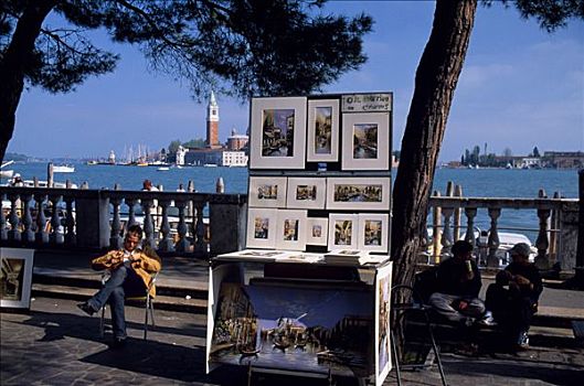 威尼斯,艺术家,圣乔治奥,马焦雷湖,钟楼,背景