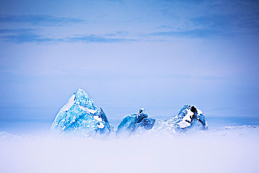 冰山,冰冻,海中,冰,斯匹次卑尔根岛,东海岸,斯瓦尔巴特群岛