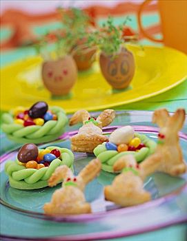 甜,鸟窝,水芹,蛋,复活节兔子