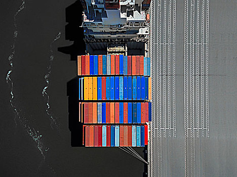 港口,奥克兰,加利福尼亚,集装箱船,码头区,俯视