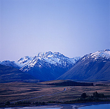 全景,积雪,山峦,南部地区,新西兰