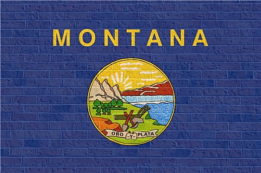 蒙大拿,旗帜,砖墙