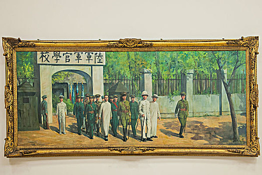 台湾台北市中正區中正纪念堂中概括蒋介石先生一生的四幅油画