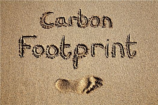 碳足迹,书写,沙子,海滩