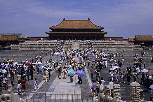 中国,北京,故宫,游客,一堆