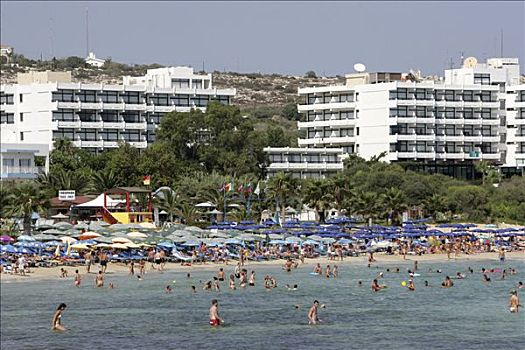 旅游,酒店,游客,海滩,塞浦路斯,欧洲
