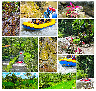 乘筏,峡谷,山,河,印度尼西亚