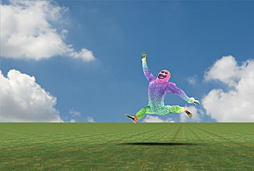 跳跃,彩虹色,猴子