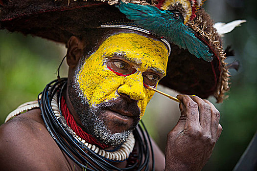 男人,化妆,头饰,塔里,巴布亚新几内亚