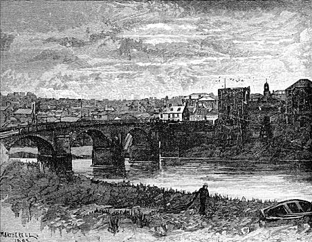 纽波特,城堡,桥,威尔士,19世纪