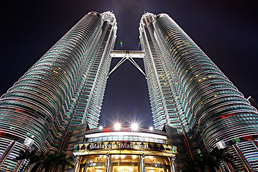 双子塔,夜晚,吉隆坡,马来西亚,东南亚,亚洲