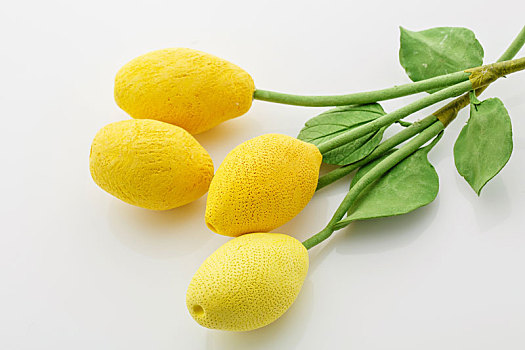 柠檬,细枝,上方,白色背景