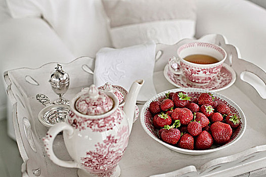 下午茶,英国,银,传家宝,草莓
