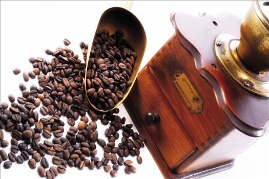 咖啡豆,舀具,旧式,咖啡研磨机