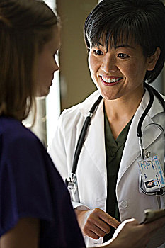 女医生,微笑,护理