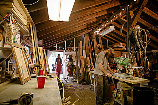 木头,艺术家,工作,工作间