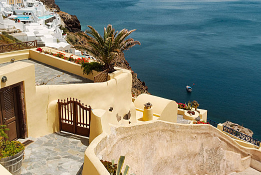 全景,地中海,传统建筑,锡拉岛,希腊