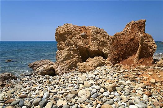 石头,海滩,克里特岛,希腊,欧洲