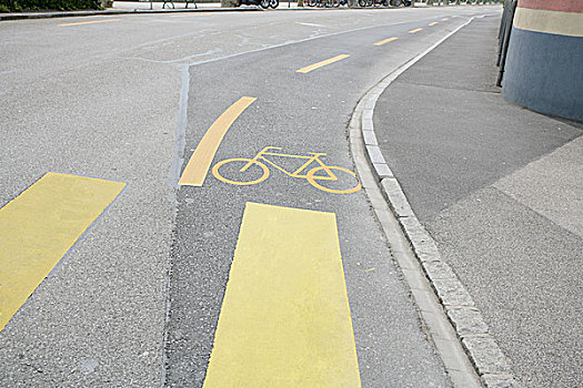 黄色,涂绘,标识,自行车,沥青