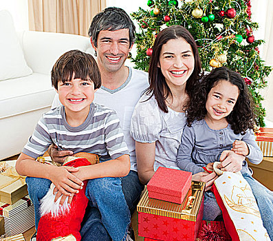 家庭,圣诞节,肖像
