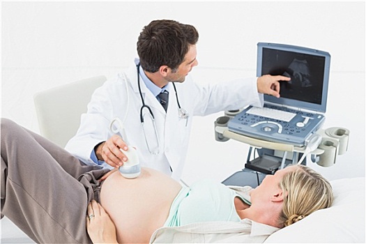 愉悦,医生,超声波扫描,孕妇