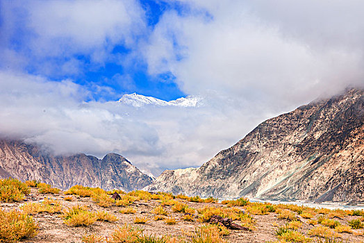 新疆,雪山,蓝天,白云,云雾