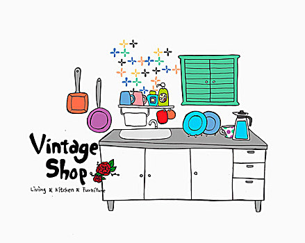 廚用家具,物品,舊式,店