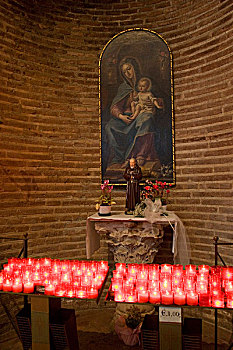 意大利,拉文纳,照亮,纪念,蜡烛,下方,绘画,圣母玛利亚,拿着,耶稣