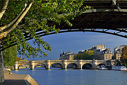 欧洲,法国,巴黎,码头,高度,艺术桥