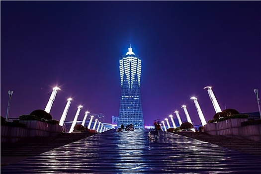杭州西湖文化广场环球中心夜景
