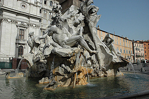 喷泉,四个,河,纳佛那广场,设计,艺术家