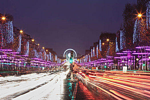 香榭丽舍大街,光亮,圣诞时节,风景,地点,协和飞机,巴黎,法兰西岛,法国,欧洲