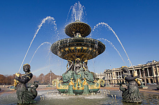 喷泉,地点,协和飞机,巴黎,法国,欧洲
