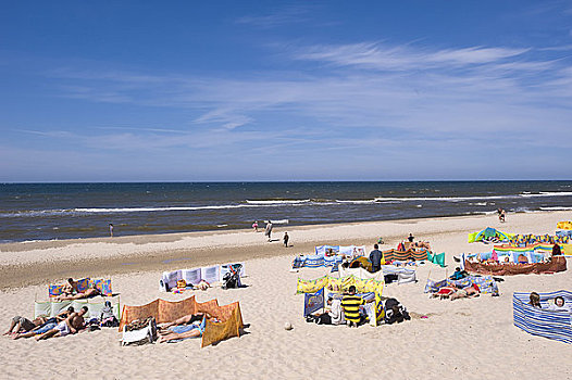 人,放松,海滩,波罗的海,波兰