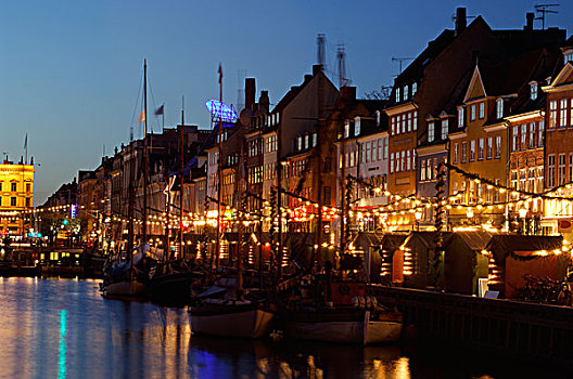丹麦,哥本哈根,新港,圣诞节
