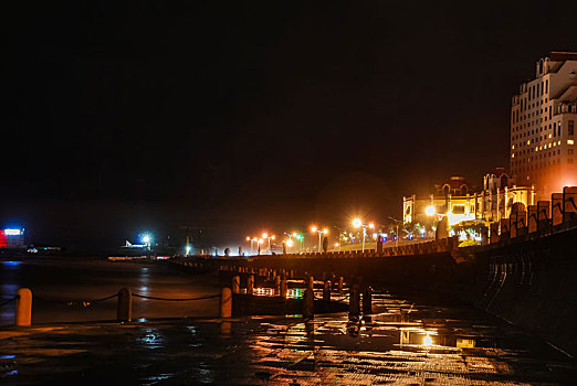 山东烟台,莱山区,海滨,城市夜景