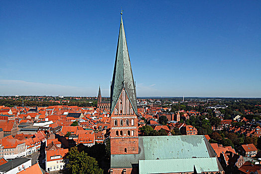 教堂,屋顶,老城,吕讷堡,下萨克森,德国,欧洲