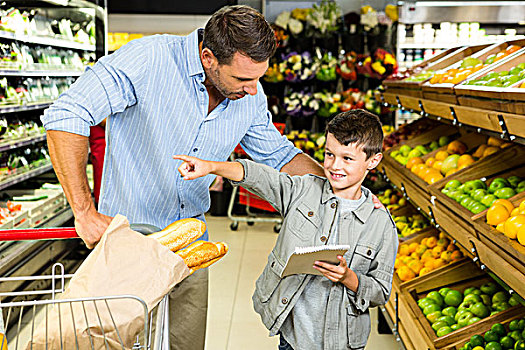 父子,购物,超市